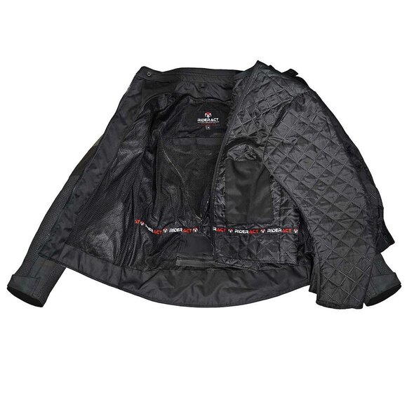 RIDERACT® Mens Motorbiker Black Jacket Riding Men Textile Men Jacket 2XL NEW - Picture 5 of 12